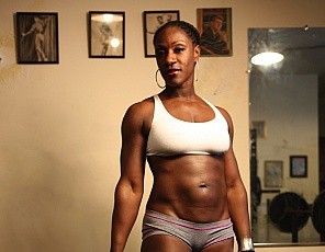Ebony female bodybuilder Yvette Bova
