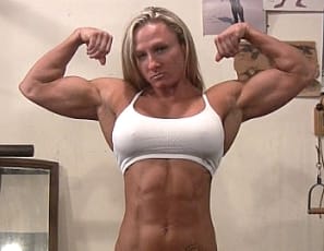 Female muscle bodybuilder Darkside Milinda sure is a show off, and who could blame her? Watch as she poses and flexes her powerful muscles and exposes her bulging biceps, amazing abs, glorious glutes, and you even get a peek at her pretty pussy. How could you not watch this nude female bodybuilder? 