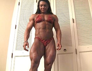 Bodybuilder Alina Popa poses in the bedroom in her robe, looking big and vascular from every angle, whether you're enjoying her powerful pecs, massive legs and calves, spectacular glutes, gigantic biceps or ripped abs. You will come to Popa! 
