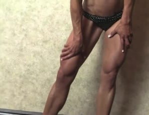 Watch me flex, Rachel says as she poses, showing off the strong muscles of her vascular biceps, powerful pecs and awesome abs, and taking off her panties so you can get a better look at her nude legs and glutes, her tattoos and her pretty kitty.