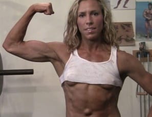 Denise works out and poses in the gym, showing off her vascular biceps, muscular abs, powerful pecs, massive quads and great glutes.  And when she's done, she does it again.  All you have to do is hit the play button.