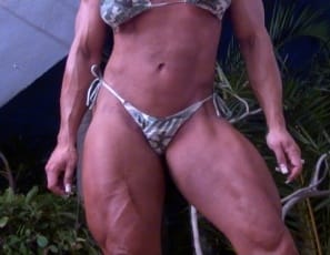 Your virtual session with ripped, tattoo female bodybuilder Nuriye has begun in the jungle, as she poses for you, showing you her muscle control of her powerful pecs, and her vascular biceps, her muscular legs and glutes and tight abs. Are you ready to play jungle games?