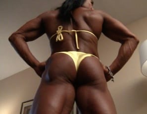 People always want to see me stretch, says professional female bodybuilder Alina Popa, and as she poses in yellow, her pecs, biceps, abs, legs, glutes and calves are so vascular and ripped you can see why. Doesn't the sight of all that female muscle make you want to watch - and worship?